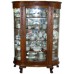 Vintage Oak Footed Curio w/Triple Curved Glass