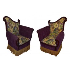 Pair of Art Deco Asymmetrical Upholstered Chairs
